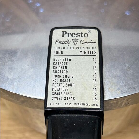 Vintage Presto Pressure Cooker Model A403A w/ Weighted Jiggler 4 Pieces - Picture 2 of 5